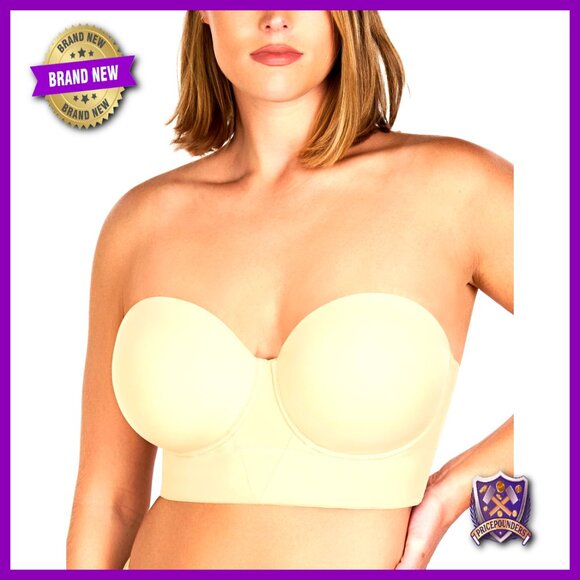 Strapless Longline Corset Bra Plus Size Supportive Bustier Minimizer Bandeau